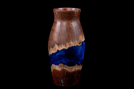 Hand-Turned Burl & Blue Epoxy Bud Vase